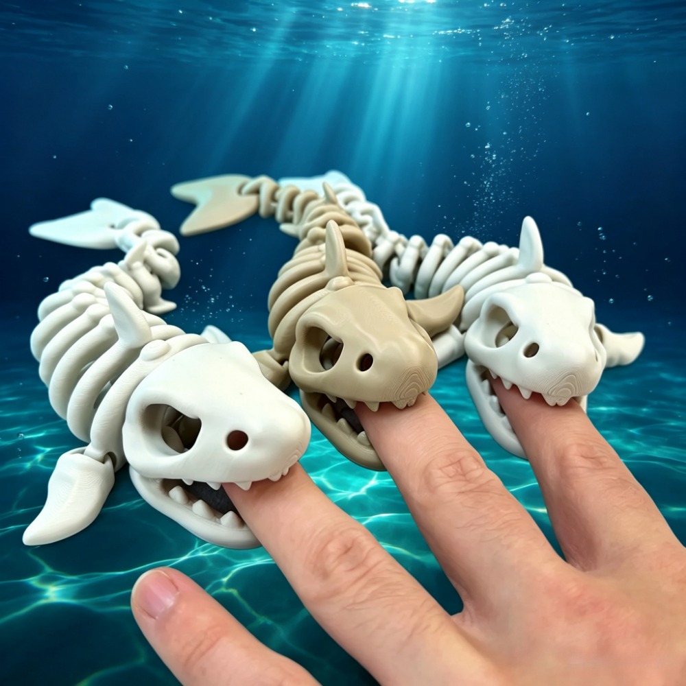 Aquarium Fish Enrichment - Dekorasi Akuarium Kerangka Hiu, Ornamen Berartikulasi,