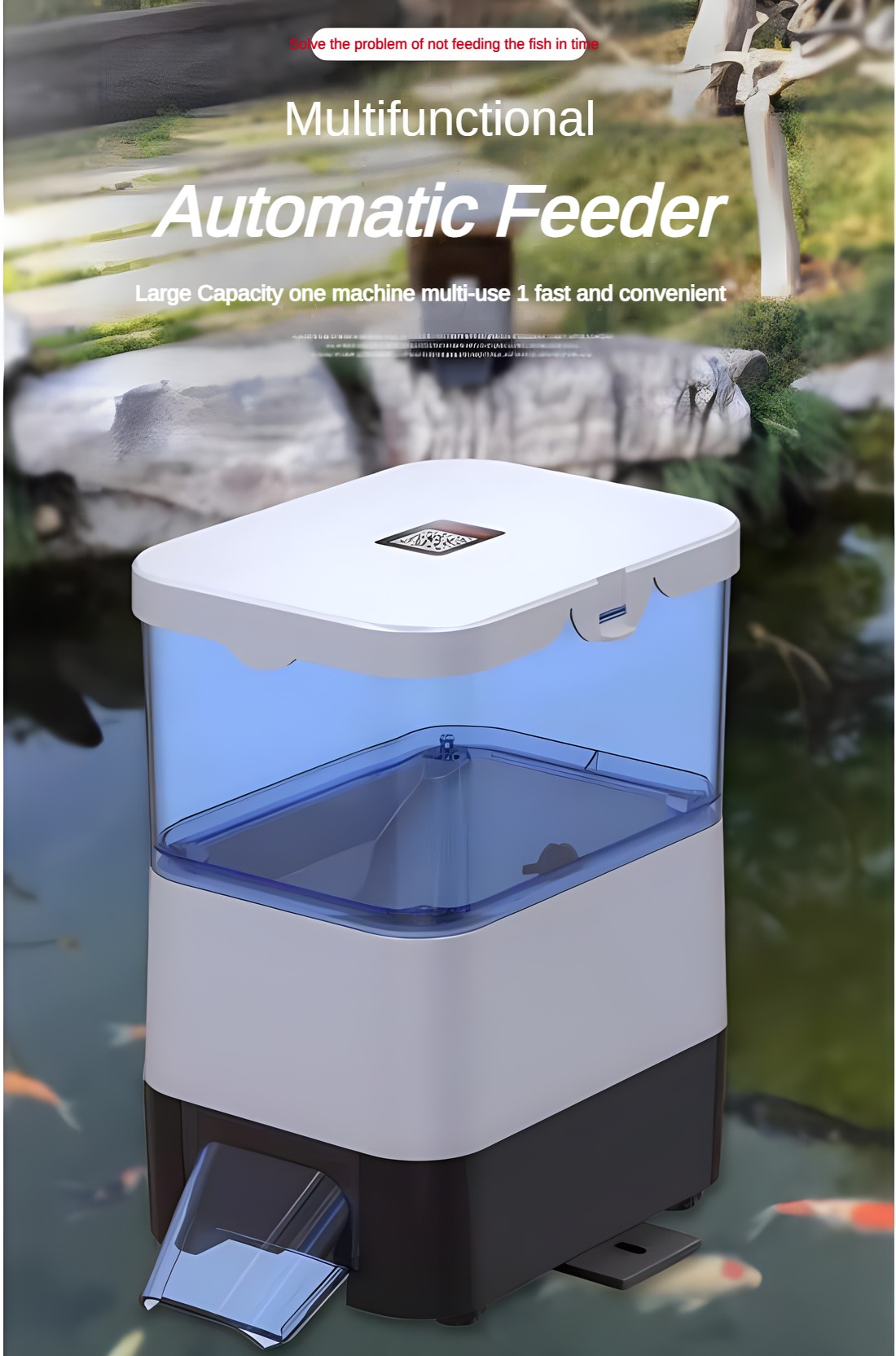 Aquarium Fish Auto Feeder - Pengumpan Ikan Otomatis Tenaga Surya EVNICE,