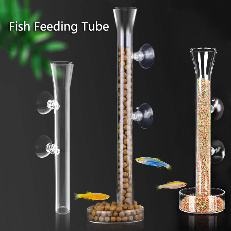 Aquarium Fish Auto Feeder - Kaca Akuarium Pengumpan Tabung Hidangan Transparan