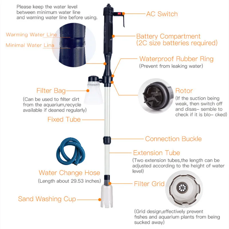 Pengubah Air Elektrik Pompa Si - Gravel Vacuum Cleaner ulasan dan harga